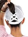 Funky Junque Criss Cross Hat Womens Baseball Cap Distressed Ponytail Messy Bun Trucker Ponycap, White (Distressed), One Size
