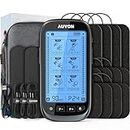 AUVON 3-in-1 TENS Unit Muscle Stimulator, Dual Channel Electronic Pulse Massager, TENS EMS Machine, 24 Modes Muscle Massager for Pain Relief Therapy, EVA Travel Case, 12 Pcs TENS Unit Electrodes Pads