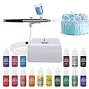 Cakestar Cake Airbrush Decorating Kit with Compressor, Cookie Airbrush with 12 Food Coloring Liquids and 4 Metallic, Food Airbrush Set for Dessert, Cupcakes Decorating