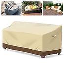 Patio Furniture Covers Waterproof, 100% Outdoor Waterproof Durable Patio Loveseat Cover, Patio Bench Sofa Cover with Handle for Outdoor Patio Furnitures, Beige & Brown (Large -88"W x 32.5"D x 33"H)