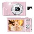 Sevenat Digital Camera for Kids Boys and Girls - 36MP Children's Camera with 32GB SD Card，Full HD 1080P Rechargeable Electronic Mini Camera for Students, Teens, Kids,Pink
