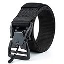 JETTREAM Nylon Tactical Belt for Men Military Style Webbing with Quick-Release Plastic Magnetic Buckle Casual Quick-Fastening Outdoor Belt (Black)