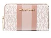 Michael Kors Women's Jet Set Small Zip Around Card Case, Optic White/Soft Pink