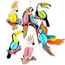 Big 6 Styles Handicrafts Hanging Parrots Toucans Decoration Bird Ornament for Home Garden Classroom Summer Luau Hawaiian Tropical Beach Wedding Birthday Favor Gift