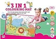 NARAYANMUNI 3in1 Colouring MAT for Kids Reusable and Washable 3 Big MATS (40 * 28inches) and 12 Sketch Pen for Colouring | Animal Theme | 3+ Age