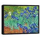 Wieco Art Framed Wall Art Canvas Prints Irises By Van Gogh Famous Flowers Oil Paintings Reproduction Modern Giclee Canvas Prints Artwork Pictures on Canvas Wall Art for Wall Decor Black Frame