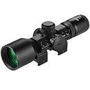 Paike 3-9x40 Compact Rifle Scope Tactical Rifle Optics Red Green Illuminated Mil-dot Reticle for Hunting