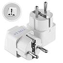 Ceptics European Plug Adapter, India to Europe Adapter (Schuko) - Type E/F Travel Adapter Europe - CE Certified - RoHS Compliant - White - 2 Pack - 5 Years Warranty