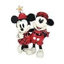 Enesco Disney Showcase Mickey and Minnie Mouse in Christmas Plaid Figurine, 4 Inch, Multicolor