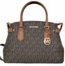 Michael Kors Lynn Brown MK Logo Satchel Crossbody Handbag Shoulder Bag Purse