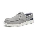 Bruno Marc Men?s Slip-on Canvas Loafers Casual Boat Shoes, Grey, 14
