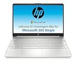 HP Laptop | 15,6" FHD Display | Intel Celeron N4500 | 4 GB DDR4 RAM | 128 GB SSD | Intel UHD Graphics | Windows 11 Home im S-Modus | QWERTZ Tastatur | Silber | inkl. Microsoft Office 365 Single