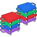 8 Pieces Sports Scooter Board Sitting Scooter Board for Kids Plastic Floor Scooter with Non-marring Plastic Casters, Physical Education for Home School Play Equipment (Classic Color)