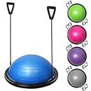 R A Products Balance Ball Trainer Half Yoga Exercise Ball with Resistance Bands & Foot Pump for Yoga Fitness Home Gym Workout
