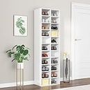 TECHPO Furniture Set-Shoe Cabinet High Gloss White 54x34x183 cm Engineered Wood
