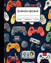 Composition Notebook: Video Game Controllers Illustration - Wide Lined | Modern Notebook For Gamer Boy & Kids