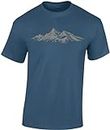 Wander Tshirt Herren : Alpengipfel - Kletter T-Shirt Männer - Geschenk für Wanderfreunde - Bergsteiger Ausrüstung (Denim Blue L)