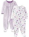 Simple Joys by Carter's Girls' 2-Pack Cotton Snap Footed Sleep and Play, Purple Unicorn, Newborn