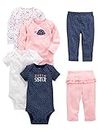 Simple Joys by Carter's 6-Piece Bodysuits (Short Long Sleeve) and Pants Set Infant Toddler Clothing, Multicolore/Cœurs/Fleuri/Points/Tortue Marine, 24 Mois Bébé Fille