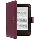 TECHGEAR Púrpura Kindle Funda de Cuero PU con Cierre magnético Carcasa para Amazon Kindle eReader y Kindle Paperwhite con Pantalla de 6 Pulgadas [Estilo de Libro] con Protector de Pantalla Incluido