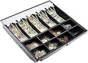 GOBBLER Cash Tray 5 Bill / 8 Coin, Durable ABS Cash Money Organiser with Stainless Steel Metal Clips (Black)