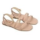 Blinder Peach Buckle Adjustable Flat Sandal for womens Ladies and Girls