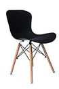 Inspirer Studio® Set of 6 New 17 inch SeatDepth Eiffel Style Side Chair with Natural Wood Legs Chairs (Ribbed Black)