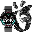 Smart watch with Wireless Earphones, Ultrathin 1.32inch IPS Touch-Screen Bluetooth Smart Watch, Fitness Tracker with Blood Oxygen Heart Rate Sleep Monitor Pressu-Re Monitor for Ios & Android ( Color :