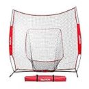 McHom 7' x 7' Baseball & Softball Net for Hitting & Pitching Practice with Bow Frame & Carry Bag, Collapsible and Portable