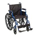 Drive Medical Single Axle Blue Streak Wheelchair, Flip Back Desk Arm, Swing Away Footrests, 18", 1 Count