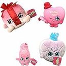 Shopkins Candy Kisses, Sara Sweet Hearts, Princess Scent & Miss Pressy Plush 4 Piece Set - Valentine's Limited Release