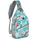 ZOMAKE Sling Bag,Small Crossbody Sling Backpack,Water Resistant Shoulder Bag Anti Thief Daypack(Flamingo Blue)