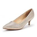 DREAM PAIRS Women's Moda Gold Glitter Low Heel D'Orsay Pointed Toe Pump Shoes Size 8 M US