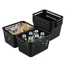 Lasbily Set of 6 Plastic Storage Baskets Bins, Storage Organizer Containers, Black