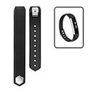 MASKED Replacement Wristband Silicone Strap with Adjustable Button Buckle for Fitbit Alta Band/HR (Black, Large)