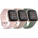 Pack 3 Straps Compatible with Fitbit Versa 2 Staps/Fitbit Versa Lite Strap/Fitbit Versa Strap for Women Men, Silicone Sport Replacement Compatible with Fitbit Versa 2(S,Nude Pink/MilkTea/Cactus)
