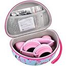 Headphone Case for Riwbox CT-7 Pink/for Jack CT-7S Cat Green 3.5mm/ for iClever IC-HS01/for Picun/for FosPower Bluetooth Wireless Over-Ear Headphones Headset for Kids-Box Only