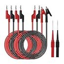 QIMEI-SHOP Multimeter Test Leads Set 4mm Banana Plug to Alligator Clips Cable Double Ended Banana Plug 1M Test Leads 2 Probes for Digital Multimeter 1000V 15A Red Black 6 Pcs