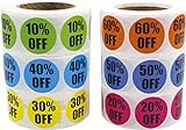 BLMHTWO 3000 Pieces Sale Stickers for Retail, Percent Off Sticker Sale Stickers Sale Signs 10% To 60% Discount Sales Stickers 6 Rolls Of Round Self-Adhesive Retail Labels
