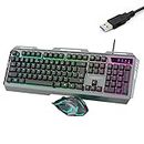 Colorful Keyboard and Mouse Combo for Gamers,Color Changing Keyboard Mouse,Lighted Gaming Keyboad,USB Gaming Mouse Keyboard Set,RGB LED Keyboard Mouse,Waterproof Dust Proof Durable Metal Frame,for Prime Games (Black-RGB)