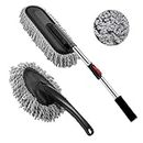 Fuelbyte 2 Pcs Microfiber Car Duster with Handle for Car Interior Cleaning Brush Mop Duster for Car Cleaning Brush with Handle Wet and Dry Car Washing Brush Ideal Car Accessories for Exterior (Combo)