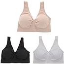 Delta Burke Intimates Women's Plus-Size Seamless Comfort Bra Set (3pr), Nude, White & Black, 2X