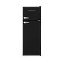 Respekta Retro-Kühlschrank mit Gefrierfach/in schwarz / 145 x 54 cm / 213 L Nutzinhalt/verstellbare Füße/automatisches Abtauverfahren/Schnellgefrierfunktion / KS144VS