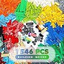 Unirolic Classic Building Bricks Set, 1546 Pieces Basic Building Blocks with Wheels, STEM Creative Compatible with All Major Brands, Ideal Educational Toy for Kids Teens