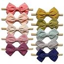 Cherssy Baby Girl Headbands and Hair Bows, 10pcs Stretchy Nylon Hairbands for Newborn, Infant, Toddlers