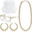 Sintege Hip Hop Costume Kit 80s 90s Jewelry Outfit Christmas Rapper Accessories for Women Men (White)