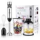 YISSVIC Hand Blender 1000W 4-in-1 9-Speed Immersion Hand Blender Stainless Steel with Beaker Food Chopper Whisk for Soup, Smoothies, Baby Food