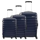 American Tourister Trolley Bags for Travel | Barcelona 55cm, 69cm, 79cm Polycarbonate Hardsided Set of 3 Luggage Bags | Suitcase for Travel | Luggage Bags | Trolley Bags for Travelling, Midnight Blue