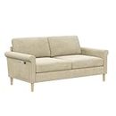 Vesgantti 2 Seater Sofa, 164cm Fabric Loveseat Sofa with Bilateral Pocket Storage, Upholstered Couch Perfect for Living Room, Bedroom, Office, Small Space, Tool-free Assembly, 164L*76D*85Hcm, Beige
