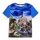 Tees Jungen Kurzarm Shirts 3D Kinder Sommer T-Shirt Baumwolle Tops 4 5 Jahre Dinosaurier Blau Gr.110